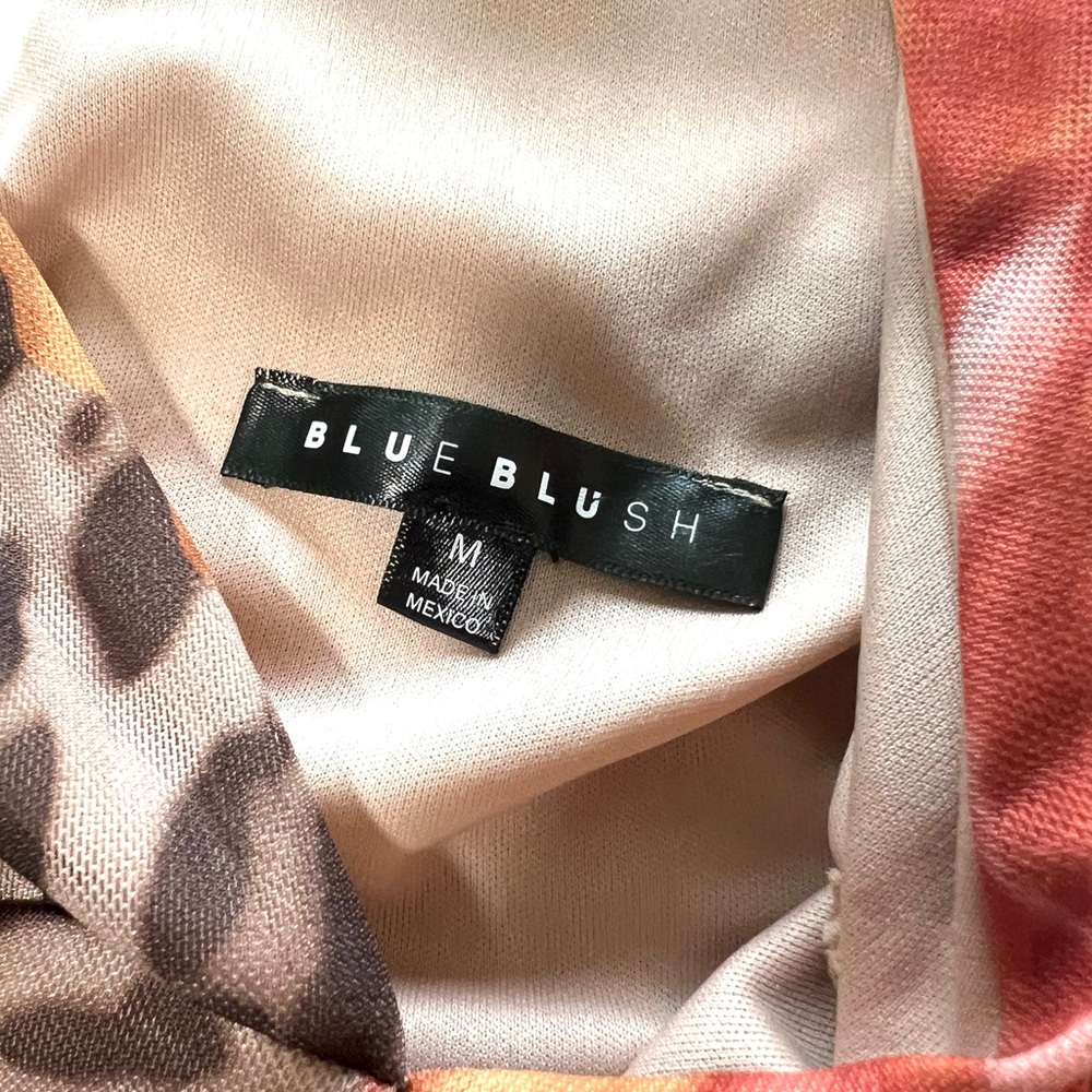 Blue Blush Leopard Print Mesh Maxi Dress with Floral Accents - Picture 4 of 10